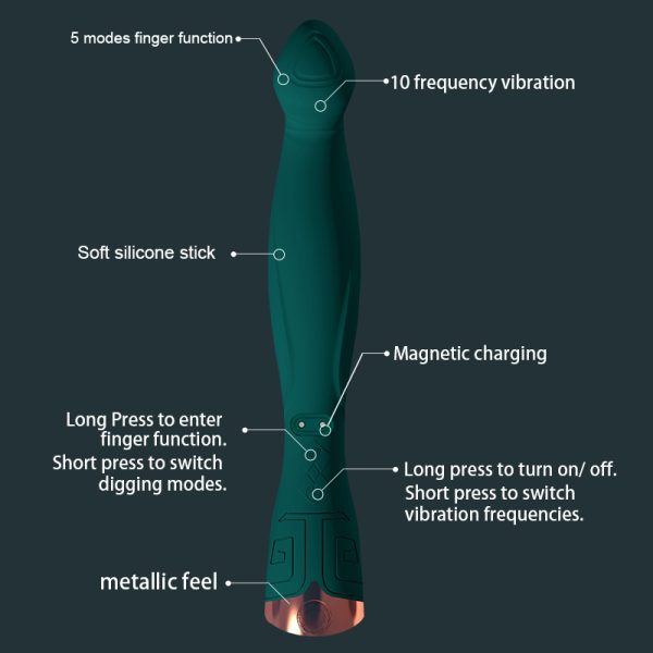 Finger G-Spot flexible vibrator in dreamy dark green